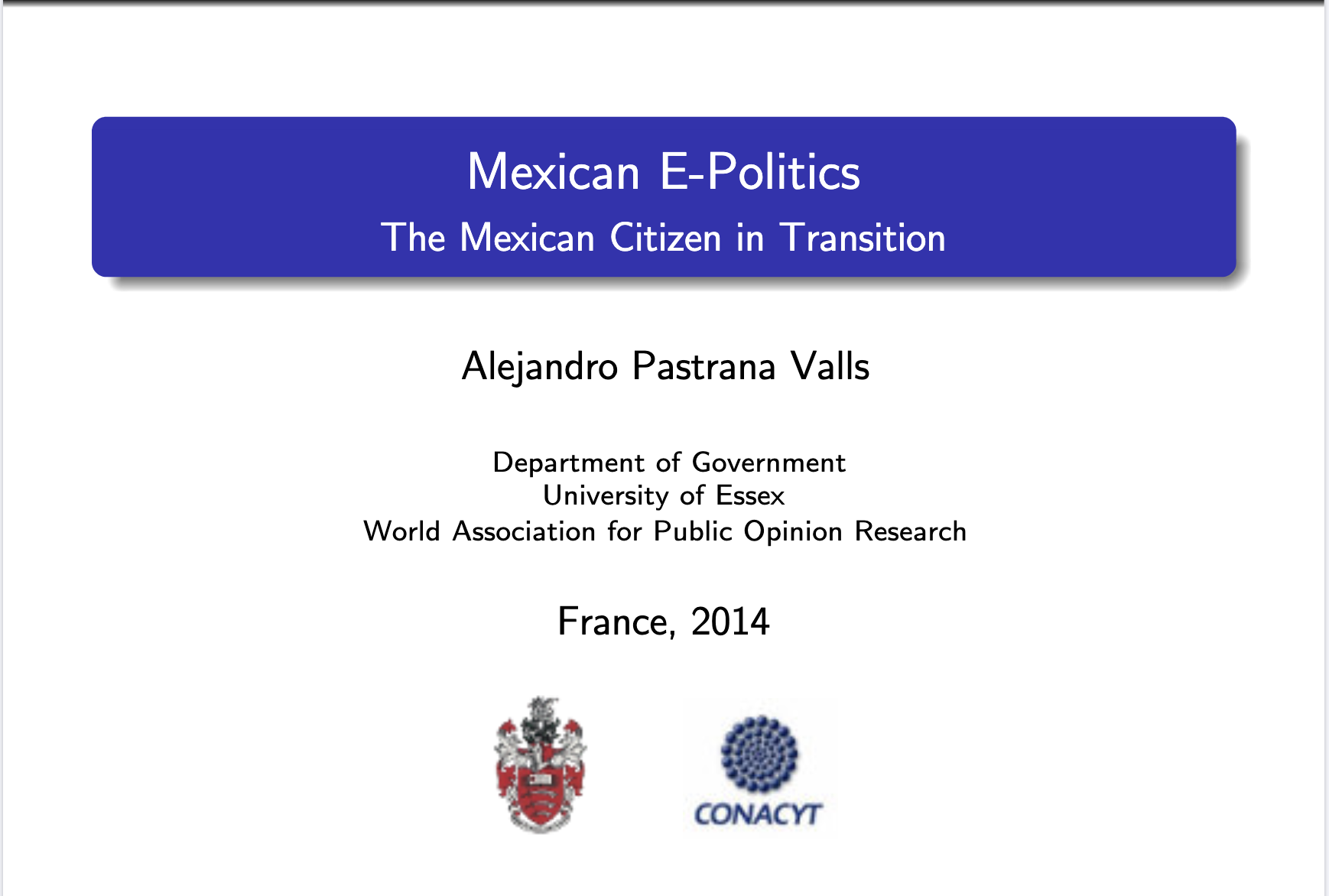 WAPOR 2014 Presentation: Mexican E-Politics